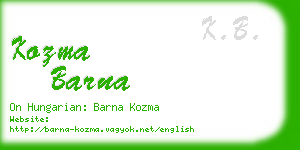 kozma barna business card